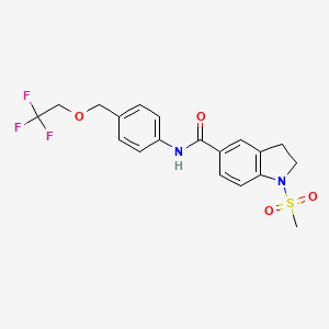 molecular formula C19H19F3N2O4S B11491086 1-(methylsulfonyl)-N-{4-[(2,2,2-trifluoroethoxy)methyl]phenyl}-2,3-dihydro-1H-indole-5-carboxamide 