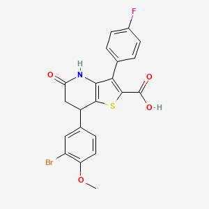 molecular formula C21H15BrFNO4S B11491095 7-(3-Bromo-4-methoxyphenyl)-3-(4-fluorophenyl)-5-oxo-4,5,6,7-tetrahydrothieno[3,2-b]pyridine-2-carboxylic acid 