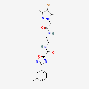 molecular formula C19H21BrN6O3 B11491098 N-(2-{[(4-bromo-3,5-dimethyl-1H-pyrazol-1-yl)acetyl]amino}ethyl)-3-(3-methylphenyl)-1,2,4-oxadiazole-5-carboxamide 