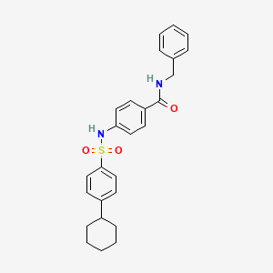 molecular formula C26H28N2O3S B11491116 N-benzyl-4-{[(4-cyclohexylphenyl)sulfonyl]amino}benzamide 