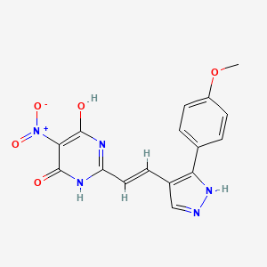 6-hydroxy-2-{(E)-2-[3-(4-methoxyphenyl)-1H-pyrazol-4-yl]ethenyl}-5-nitropyrimidin-4(3H)-one