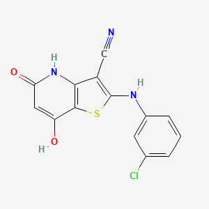 molecular formula C14H8ClN3O2S B11491165 2-[(3-Chlorophenyl)amino]-5,7-dihydroxythieno[3,2-b]pyridine-3-carbonitrile 