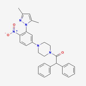 molecular formula C29H29N5O3 B11491204 1-{4-[3-(3,5-dimethyl-1H-pyrazol-1-yl)-4-nitrophenyl]piperazin-1-yl}-2,2-diphenylethanone 