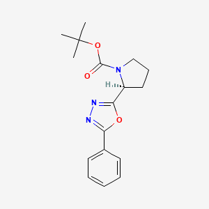 molecular formula C17H21N3O3 B1149126 (S)-2-(5-Phenyl-[1,3,4]oxadiazol-2-yl)-pyrrolidine-1-carboxylic acid tert-butyl ester CAS No. 1201915-85-6