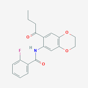 N-(7-butanoyl-2,3-dihydro-1,4-benzodioxin-6-yl)-2-fluorobenzamide