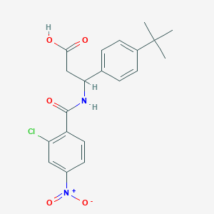 molecular formula C20H21ClN2O5 B11491261 3-(4-Tert-butylphenyl)-3-{[(2-chloro-4-nitrophenyl)carbonyl]amino}propanoic acid 