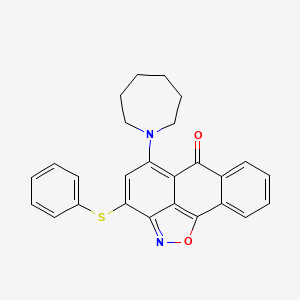 molecular formula C26H22N2O2S B11491272 5-(1-azepanyl)-3-(phenylsulfanyl)-6H-anthra[1,9-cd]isoxazol-6-one 