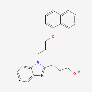 molecular formula C23H24N2O2 B11491281 3-{1-[3-(naphthalen-1-yloxy)propyl]-1H-benzimidazol-2-yl}propan-1-ol 