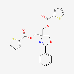 molecular formula C21H17NO5S2 B11491290 (2-Phenyl-4,5-dihydro-1,3-oxazole-4,4-diyl)dimethanediyl dithiophene-2-carboxylate 