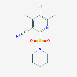 molecular formula C13H16ClN3O2S B11491299 5-Chloro-4,6-dimethyl-2-(piperidin-1-ylsulfonyl)pyridine-3-carbonitrile 