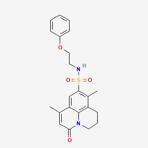 molecular formula C22H24N2O4S B11491311 7,10-dimethyl-5-oxo-N-(2-phenoxyethyl)-2,3-dihydro-1H,5H-pyrido[3,2,1-ij]quinoline-9-sulfonamide 