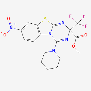 molecular formula C17H16F3N5O4S B11491342 methyl 8-nitro-4-piperidino-2-(trifluoromethyl)-2H-[1,3,5]triazino[2,1-b][1,3]benzothiazole-2-carboxylate 