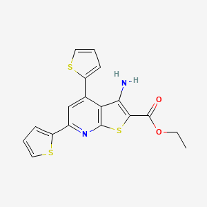 molecular formula C18H14N2O2S3 B11491348 Ethyl 3-amino-4,6-di(thiophen-2-yl)thieno[2,3-b]pyridine-2-carboxylate 