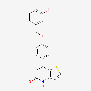 molecular formula C20H16FNO2S B11491352 7-{4-[(3-fluorobenzyl)oxy]phenyl}-6,7-dihydrothieno[3,2-b]pyridin-5(4H)-one 