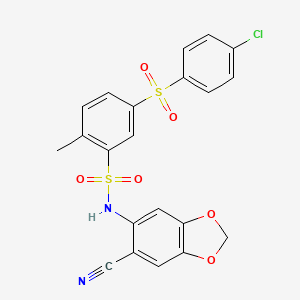 5-[(4-chlorophenyl)sulfonyl]-N-(6-cyano-1,3-benzodioxol-5-yl)-2-methylbenzenesulfonamide