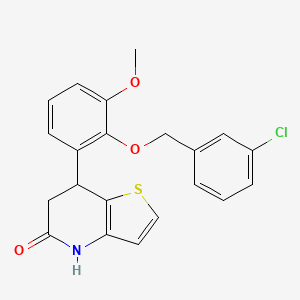 molecular formula C21H18ClNO3S B11491400 7-{2-[(3-chlorobenzyl)oxy]-3-methoxyphenyl}-6,7-dihydrothieno[3,2-b]pyridin-5(4H)-one 