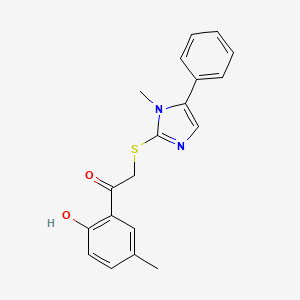 molecular formula C19H18N2O2S B11491413 1-(2-hydroxy-5-methylphenyl)-2-[(1-methyl-5-phenyl-1H-imidazol-2-yl)sulfanyl]ethanone 