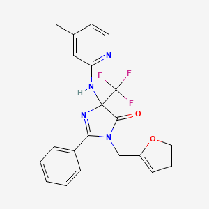 3-(furan-2-ylmethyl)-5-[(4-methylpyridin-2-yl)amino]-2-phenyl-5-(trifluoromethyl)-3,5-dihydro-4H-imidazol-4-one