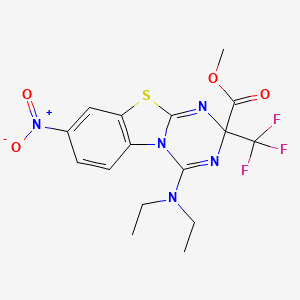 molecular formula C16H16F3N5O4S B11491483 methyl 4-(diethylamino)-8-nitro-2-(trifluoromethyl)-2H-[1,3,5]triazino[2,1-b][1,3]benzothiazole-2-carboxylate 