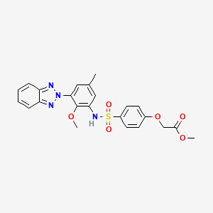 molecular formula C23H22N4O6S B11491489 methyl (4-{[3-(2H-benzotriazol-2-yl)-2-methoxy-5-methylphenyl]sulfamoyl}phenoxy)acetate 