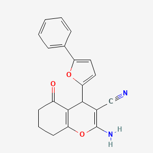 molecular formula C20H16N2O3 B11491518 2-amino-5-oxo-4-(5-phenylfuran-2-yl)-5,6,7,8-tetrahydro-4H-chromene-3-carbonitrile 