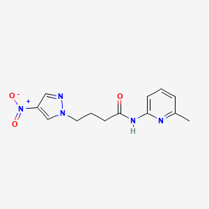 molecular formula C13H15N5O3 B11491528 N-(6-methylpyridin-2-yl)-4-(4-nitro-1H-pyrazol-1-yl)butanamide 