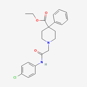 molecular formula C22H25ClN2O3 B11491533 Ethyl 1-{2-[(4-chlorophenyl)amino]-2-oxoethyl}-4-phenylpiperidine-4-carboxylate 