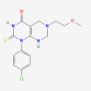 molecular formula C15H17ClN4O2S B11491563 1-(4-chlorophenyl)-6-(2-methoxyethyl)-2-thioxo-2,3,5,6,7,8-hexahydropyrimido[4,5-d]pyrimidin-4(1H)-one 