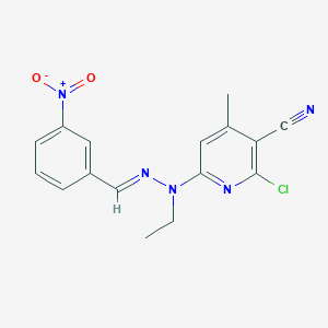 molecular formula C16H14ClN5O2 B11491571 2-chloro-6-[(2E)-1-ethyl-2-(3-nitrobenzylidene)hydrazinyl]-4-methylpyridine-3-carbonitrile 