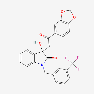 molecular formula C25H18F3NO5 B11491578 3-[2-(1,3-benzodioxol-5-yl)-2-oxoethyl]-3-hydroxy-1-[3-(trifluoromethyl)benzyl]-1,3-dihydro-2H-indol-2-one 