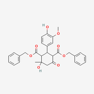 molecular formula C30H30O8 B11491616 Dibenzyl 4-hydroxy-2-(4-hydroxy-3-methoxyphenyl)-4-methyl-6-oxocyclohexane-1,3-dicarboxylate 