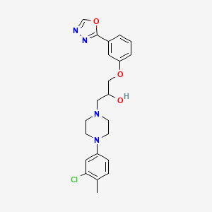 molecular formula C22H25ClN4O3 B11491620 1-[4-(3-Chloro-4-methylphenyl)piperazin-1-yl]-3-[3-(1,3,4-oxadiazol-2-yl)phenoxy]propan-2-ol 