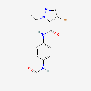 molecular formula C14H15BrN4O2 B11491634 N-[4-(acetylamino)phenyl]-4-bromo-1-ethyl-1H-pyrazole-5-carboxamide 