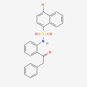 molecular formula C24H18BrNO3S B11491656 4-bromo-N-[2-(phenylacetyl)phenyl]naphthalene-1-sulfonamide 