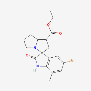 molecular formula C18H21BrN2O3 B11491661 Ethyl 5-bromo-7-methyl-2-oxo-1,1',2,2',5',6',7',7'A-octahydrospiro[indole-3,3'-pyrrolizine]-1'-carboxylate 