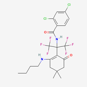 molecular formula C22H24Cl2F6N2O2 B11491668 N-{2-[2-(butylamino)-4,4-dimethyl-6-oxocyclohex-1-en-1-yl]-1,1,1,3,3,3-hexafluoropropan-2-yl}-2,4-dichlorobenzamide 