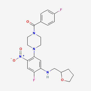 (4-{4-Fluoro-2-nitro-5-[(tetrahydrofuran-2-ylmethyl)amino]phenyl}piperazin-1-yl)(4-fluorophenyl)methanone