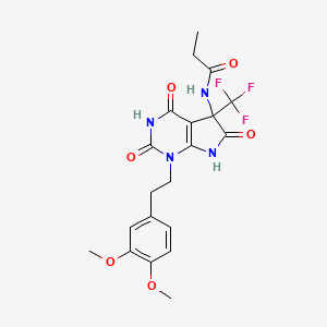 N-{1-[2-(3,4-dimethoxyphenyl)ethyl]-4-hydroxy-2,6-dioxo-5-(trifluoromethyl)-2,5,6,7-tetrahydro-1H-pyrrolo[2,3-d]pyrimidin-5-yl}propanamide