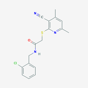 molecular formula C17H16ClN3OS B11491705 N-(2-chlorobenzyl)-2-[(3-cyano-4,6-dimethylpyridin-2-yl)sulfanyl]acetamide 