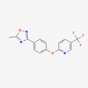 molecular formula C15H10F3N3O2 B11491712 2-[4-(5-Methyl-1,2,4-oxadiazol-3-yl)phenoxy]-5-(trifluoromethyl)pyridine 