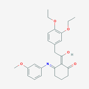 molecular formula C25H29NO5 B11491735 2-[(3,4-Diethoxyphenyl)acetyl]-3-[(3-methoxyphenyl)amino]cyclohex-2-en-1-one 