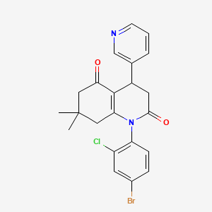 1-(4-bromo-2-chlorophenyl)-7,7-dimethyl-4-(pyridin-3-yl)-4,6,7,8-tetrahydroquinoline-2,5(1H,3H)-dione