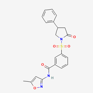 molecular formula C21H19N3O5S B11491787 N-(5-methyl-1,2-oxazol-3-yl)-3-[(2-oxo-4-phenylpyrrolidin-1-yl)sulfonyl]benzamide 