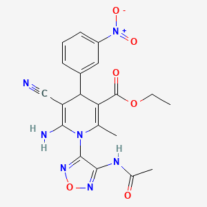 molecular formula C20H19N7O6 B11491809 Ethyl 1-[4-(acetylamino)-1,2,5-oxadiazol-3-yl]-6-amino-5-cyano-2-methyl-4-(3-nitrophenyl)-1,4-dihydropyridine-3-carboxylate 