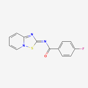 molecular formula C13H8FN3OS B11491820 4-fluoro-N-[(2E)-2H-[1,2,4]thiadiazolo[2,3-a]pyridin-2-ylidene]benzamide 