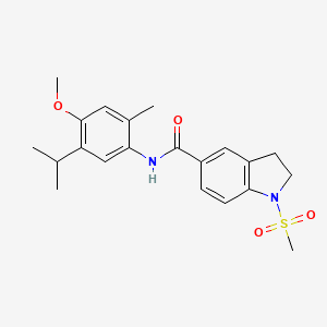 molecular formula C21H26N2O4S B11491856 N-(5-isopropyl-4-methoxy-2-methylphenyl)-1-(methylsulfonyl)indoline-5-carboxamide 