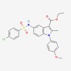 molecular formula C25H23ClN2O5S B11491870 ethyl 5-{[(4-chlorophenyl)sulfonyl]amino}-1-(4-methoxyphenyl)-2-methyl-1H-indole-3-carboxylate 