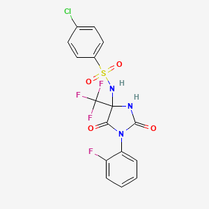 4-chloro-N-[1-(2-fluorophenyl)-2,5-dioxo-4-(trifluoromethyl)imidazolidin-4-yl]benzenesulfonamide