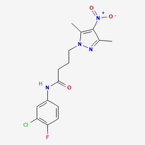 N-(3-chloro-4-fluorophenyl)-4-(3,5-dimethyl-4-nitro-1H-pyrazol-1-yl)butanamide