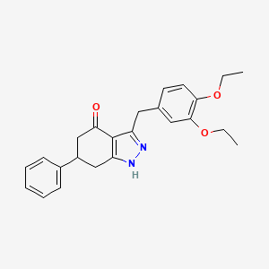 molecular formula C24H26N2O3 B11491973 3-(3,4-diethoxybenzyl)-6-phenyl-1,5,6,7-tetrahydro-4H-indazol-4-one 